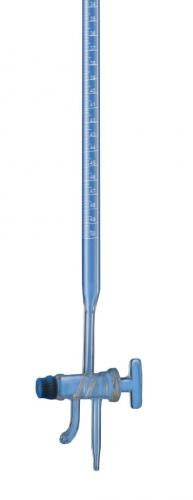 Borosil Burette, Class B, Double Oblique Bore Stopcock, 3-way (2126)