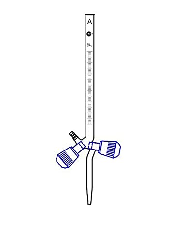 Borosil Burette, Class B, Double Oblique Bore Borsflo Stopcock, 3-way (2128)
