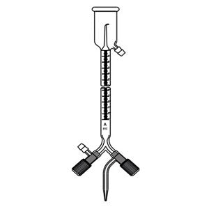 Borosil Burette, Class B, Double Oblique Bore Boroflo Stopcock, 3-way with Automatic Zero (2146)