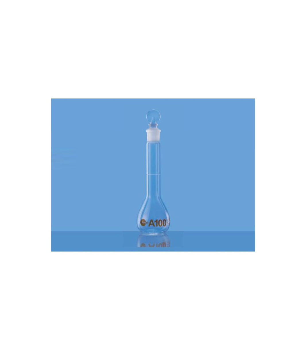 Borosil Wide Mouth Volumetric Flask with I/C Solid Glass Stopper Class A (5643)