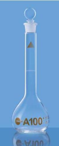 Borosil Class A Amber Volumetric Flasks with Interchangeable Solid Glass Stopper (5651)
