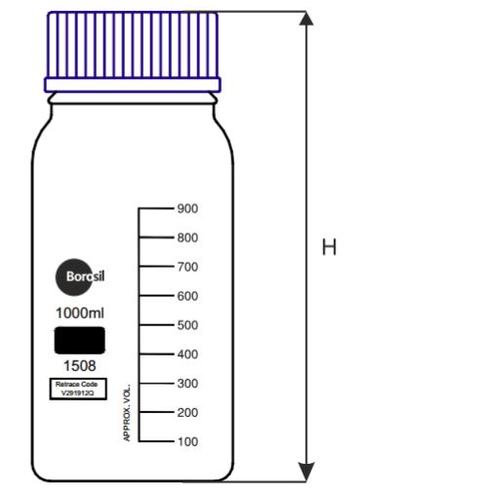 Borosil Wide Mouth Reagent Graduated Bottle(1508)
