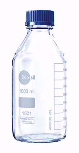 Borosil Bottle, Reagent, Wide Mouth, Graduated with Screw Cap and Pouring Ring (1501)