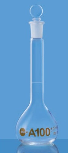 Borosil NABL Class A Volumetric Flask with Interchangeable Solid Glass Stopper (2020)