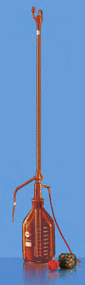 Borosil Class A Automatic Zero, with Reservoir, Rubber Bellow, Glass Stopcock, Amber Burette (2149A)