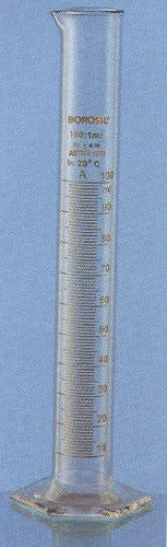 Borosil Cylinder, Class A, Single Metric Scale with Pour out and Hexagonal Base (3026)
