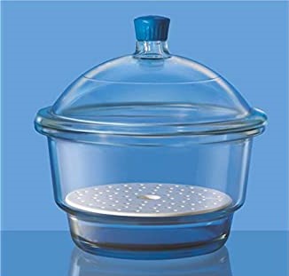 Borosil Desiccator with Cover and Porcelain Plate, Plastic knob (3082)