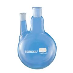Borosil Flask with Round Bottom and Two Necks, Centre Neck and One parallel side neck (4382)