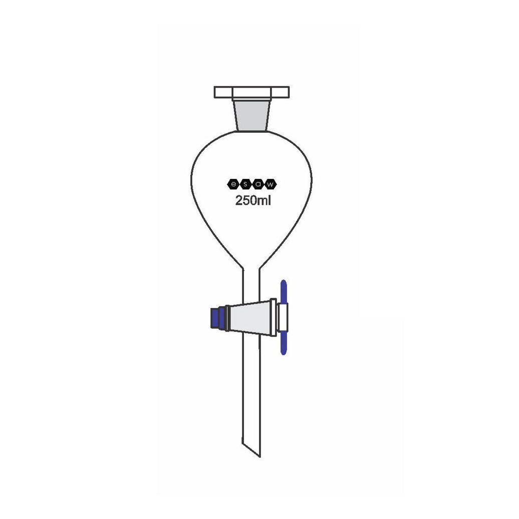 ESAW Separating Funnels, PTFE Key Stopcock, Interchangeable Stopper, Globe Shape