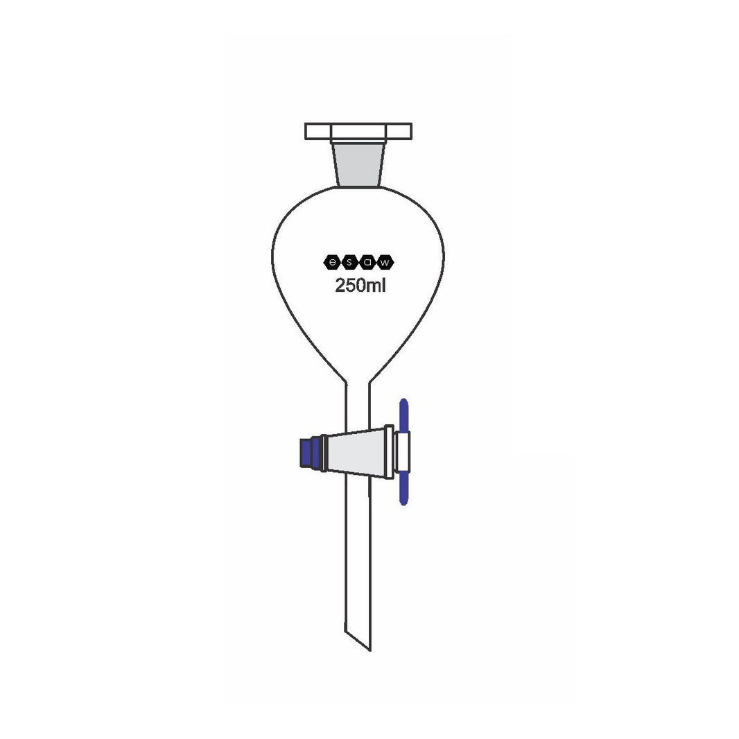 ESAW Separating Funnels, PTFE Key Stopcock, Interchangeable Stopper, Globe Shape