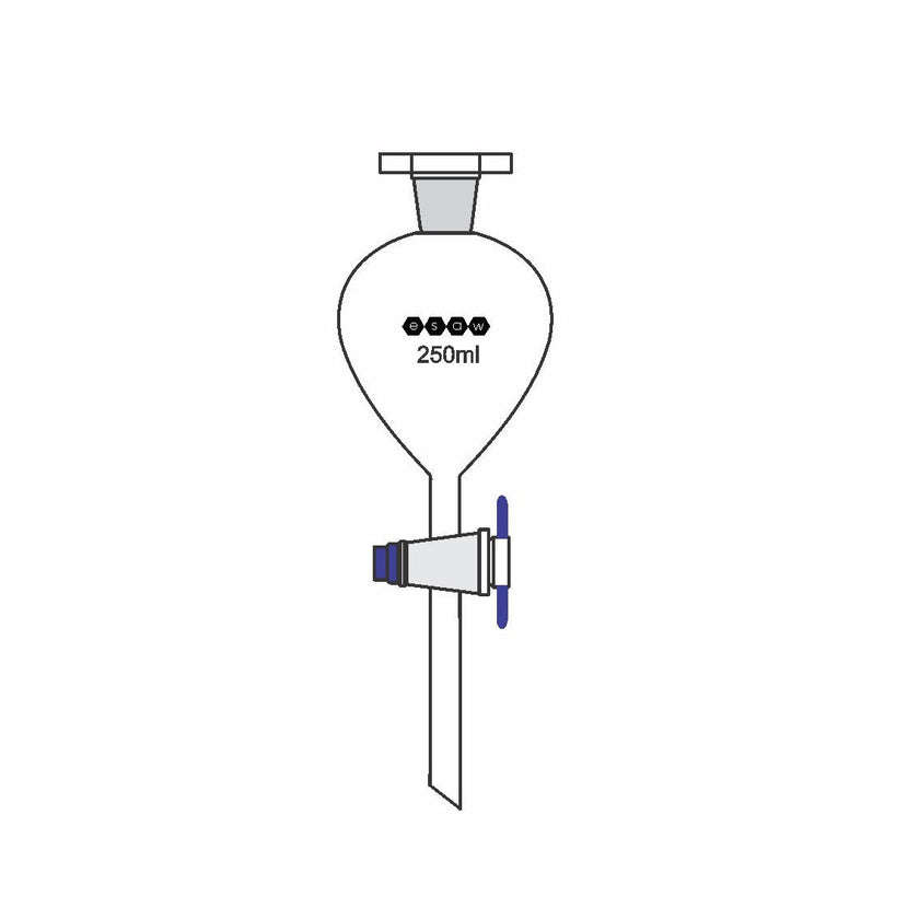 ESAW Separating Funnels, PTFE Key Stopcock, Interchangeable Stopper, Globe Shape