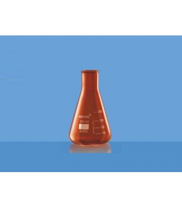 Borosil Amber Erlenmeyer Conical Flasks with Narrow Mouth (4989)