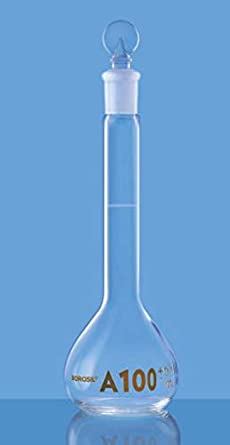 Borosil Class A Volumetric Flask with Interchangeable Solid Glass Stopper (5640D)