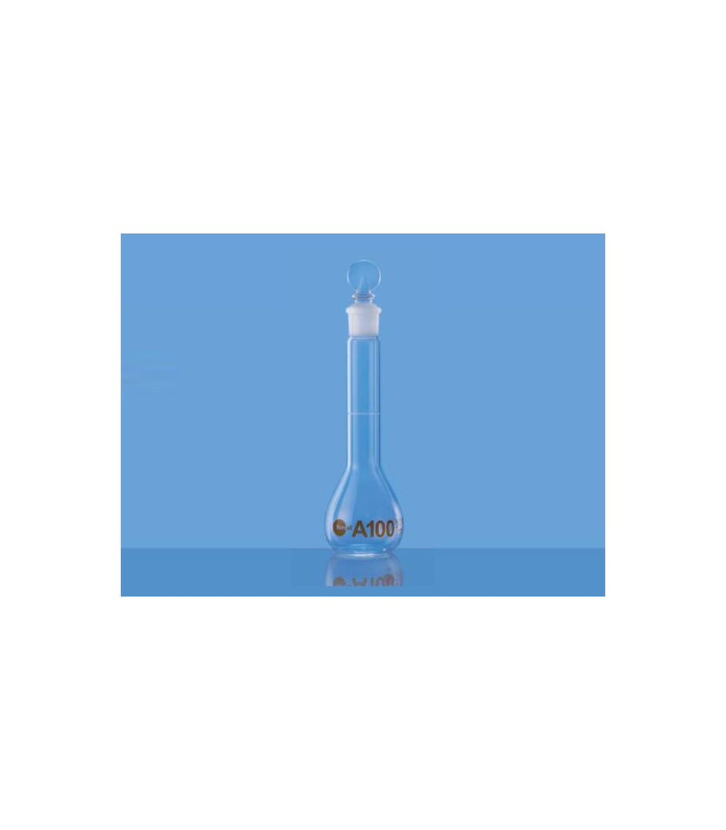 Borosil Wide Mouth Volumetric Flask with I/C Solid Glass Stopper Class A (5643)