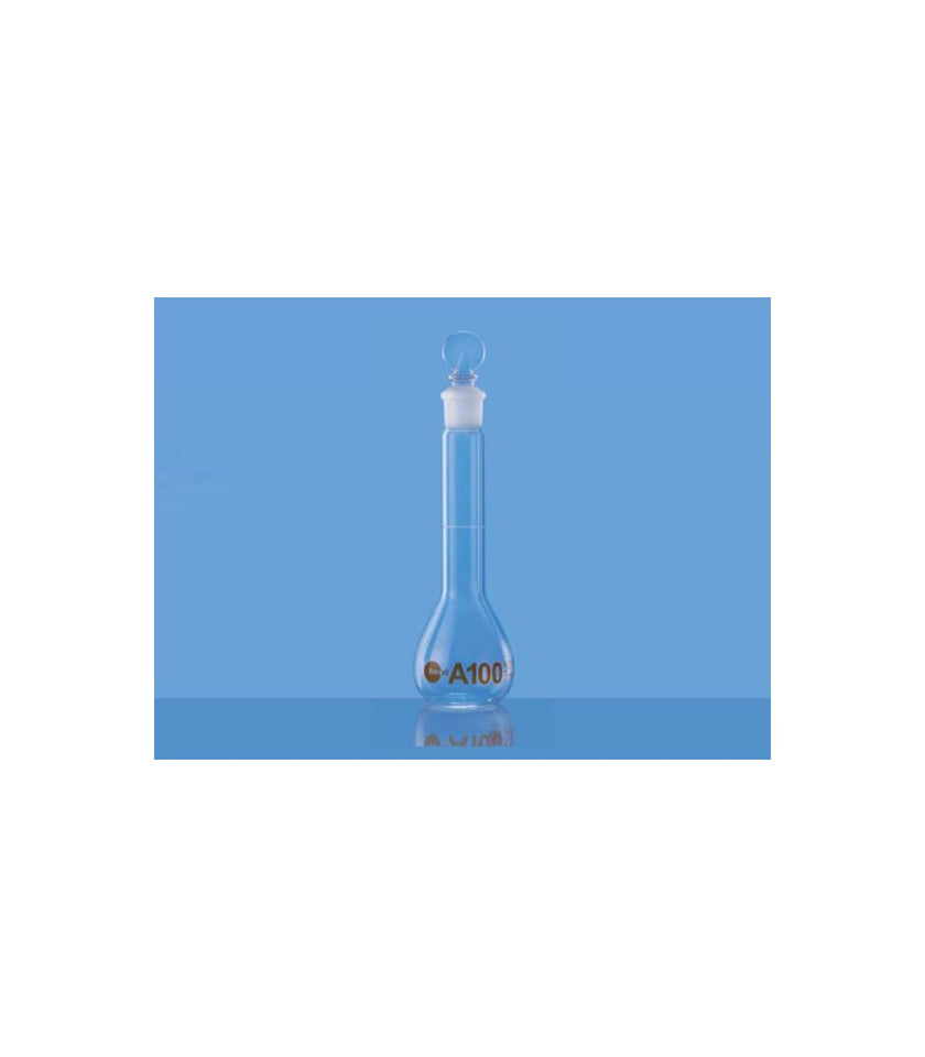 Borosil Wide Mouth Volumetric Flask with I/C Solid Glass Stopper Class A (5643)
