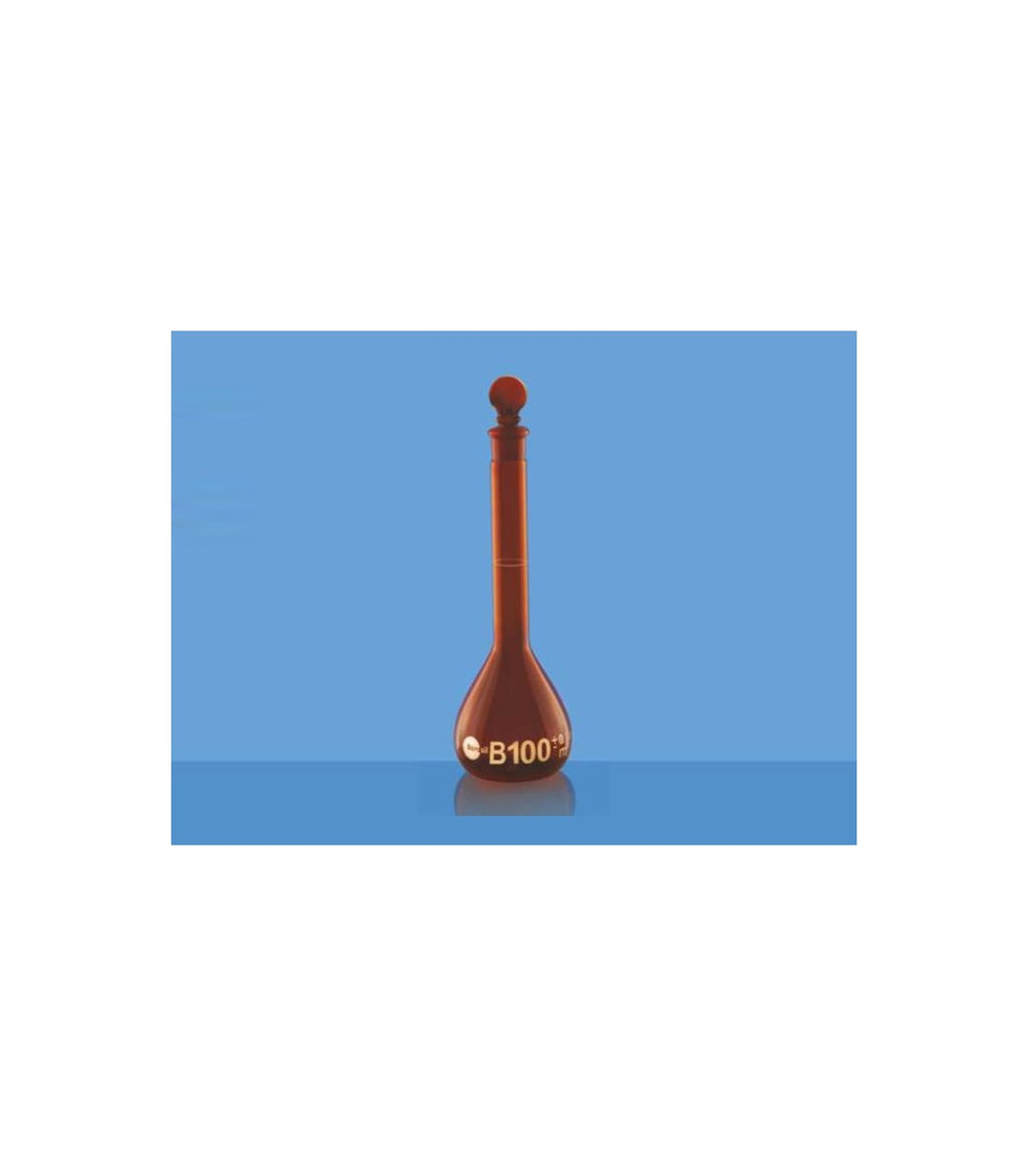 Borosil Amber Volumetric Flask with I/C Solid Glass Stopper Class B (5649)