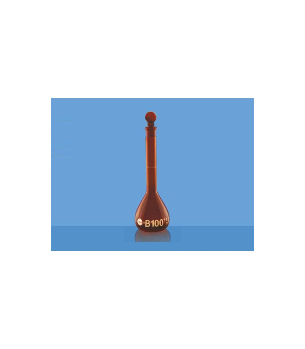 Borosil Amber Volumetric Flask with I/C Solid Glass Stopper Class B (5649)