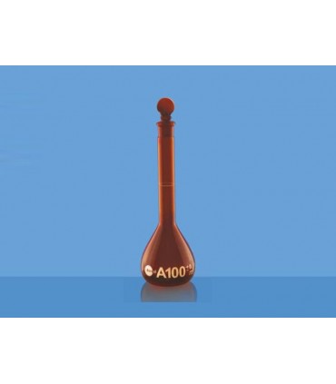 Borosil Class A White Mark, Amber Volumetric Flasks with Interchangeable Solid Glass Stopper