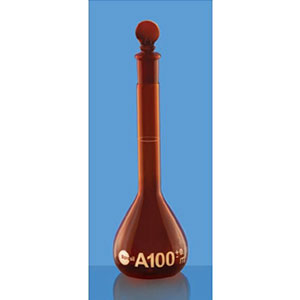 Borosil Class A Amber Volumetric with Interchangeable Solid Glass Stopper (5655)