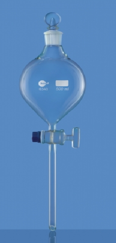 Borosil Separating Funnel, Globe Shape with Stopcock and Interchangeable Stopper (6340)