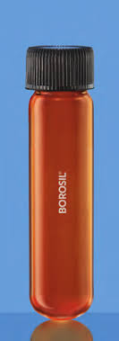Borosil Culture Tube, Amber with PP Screw Cap, Round Bottom and PTFE Liner (9901)