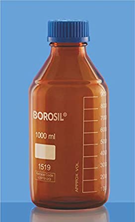 Borosil Reagent, Amber, Wide Mouth, Graduated, With Screw Cap and Pouring Ring Bottles(1519)